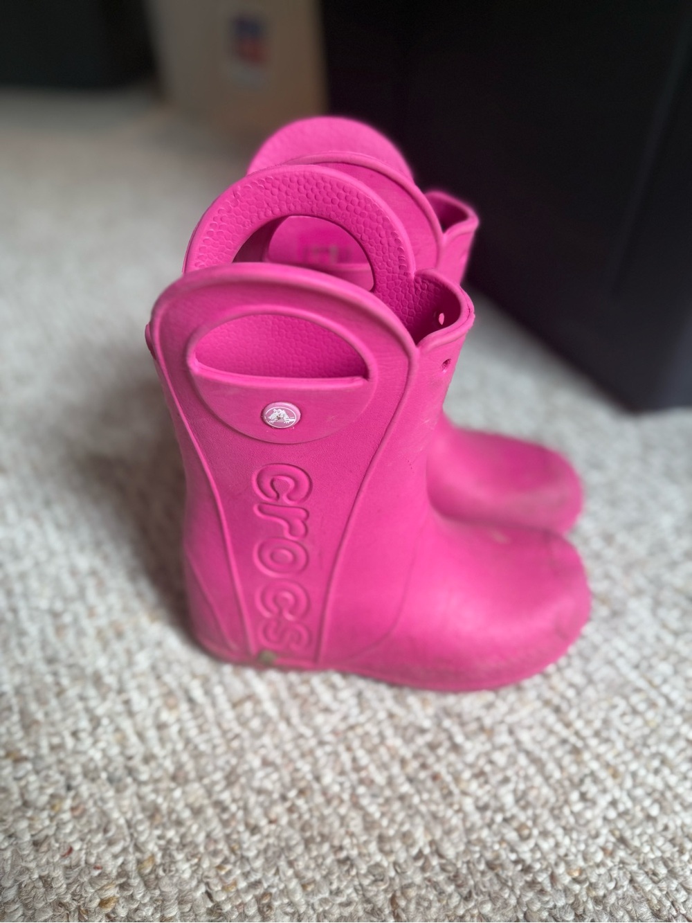 CROCS Kids Hot Pink Rain & Snow Boots with Easy Handles